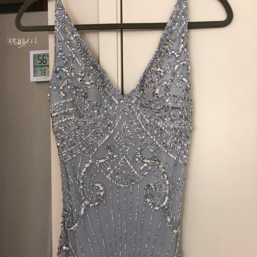 Adrianna Papell baby blue ball gown with beading